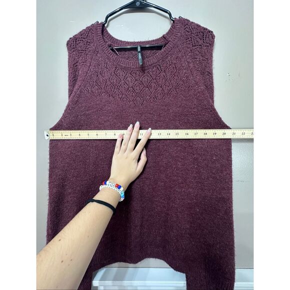 NWOT Kühl Sonata Pointelle Merino Wool Blend Knitted Maroon Sweater Women's L - Picture 6 of 11